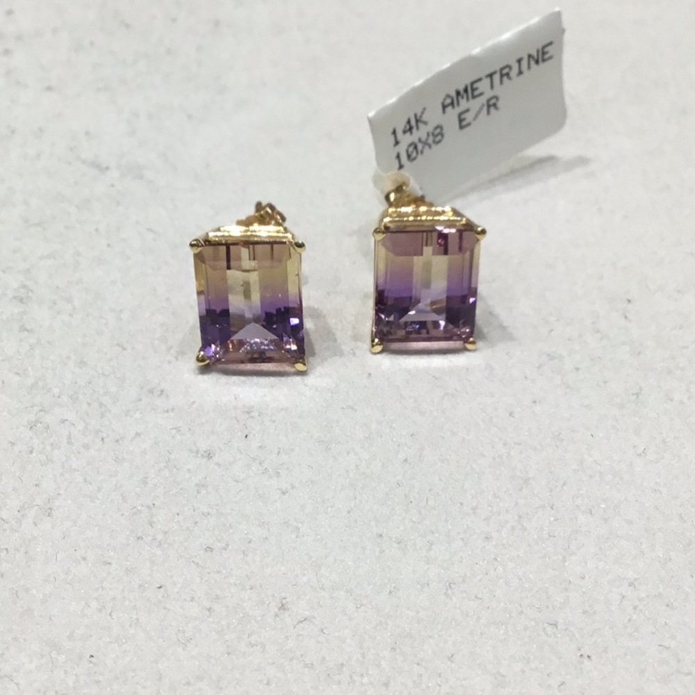 14kt Ametrine Stud Earrings - Picture 4 of 4